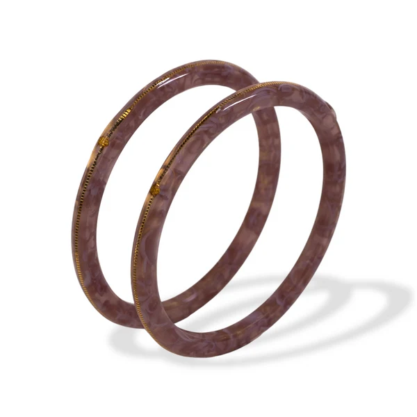 22KT (916) Gold Pola Bangles – Brown Garnet, Set of 2