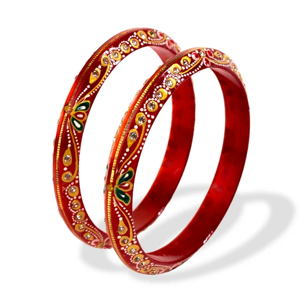 22KT (916) Gold Pola Bangles – Painted Wedding Red, Set of 2
