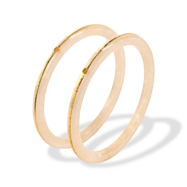 22KT (916) Gold Pola Bangles – Pastel Light Brown, Set of 2