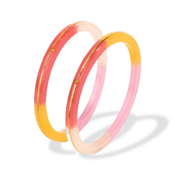 22KT (916) Gold Pola Bangles – Pastel Multi Color, Set of 2