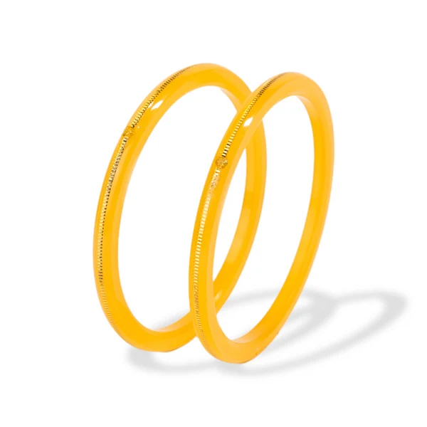 22KT (916) Gold Pola Bangles – Festive Yellow, Set of 2