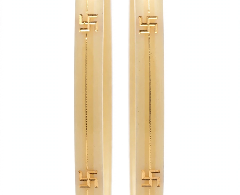 22KT Gold creamy Laminated Pola Bangles with Sacred Swastik Design