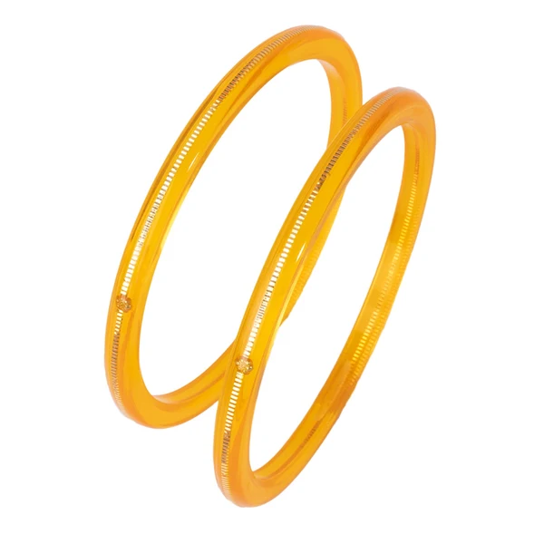 22KT (916) Gold Pola Bangles – Yellow, Set of 2