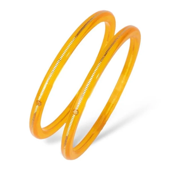 22KT (916) Gold Pola Bangles – Trasnparent Yellow, Set of 2