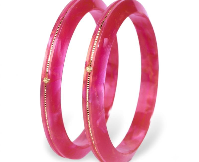 Hot Pink Gold Pola Bangles