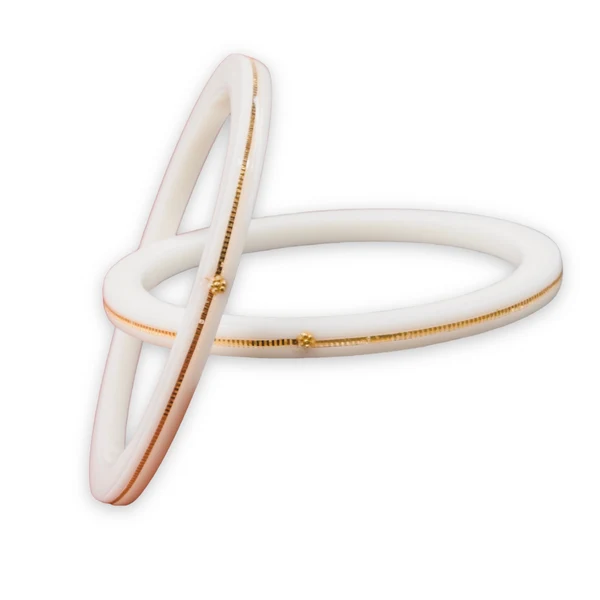 22KT (916) Gold Pola Bangles – White, Set of 2