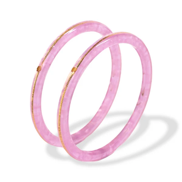 22KT (916) Gold Pola Bangles – Light Lavander, Set of 2