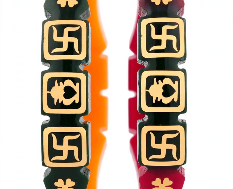 Multicolor Swastik Pola Shakha Bangles