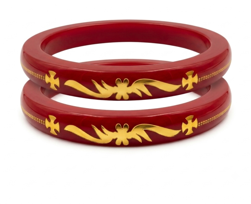 Traditional Maroon Shakha Pola Bangles