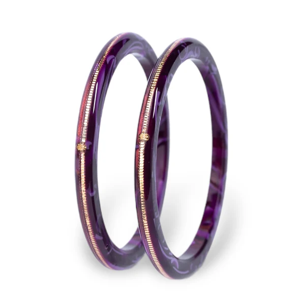 22KT (916) Gold Pola Bangles – Vintage Purple, Set of 2