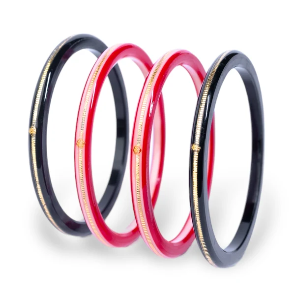 22KT (916) Gold Pola Bangle Combo – Black Red & White Red, 2 Pairs