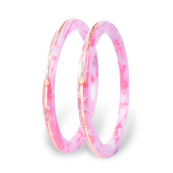 22KT (916) Gold Pola Bangles – Milky Strawberry, Set of 2