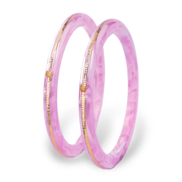 22KT (916) Gold Pola Bangles – Milky Lavender, Set of 2