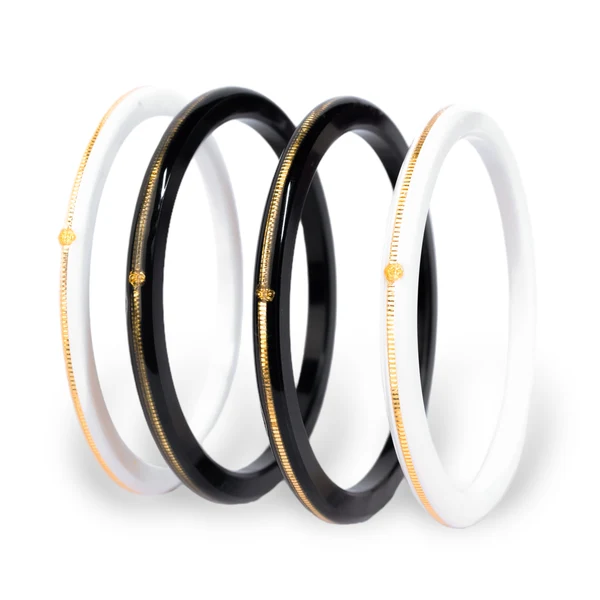 22KT (916) Gold Pola Bangle Combo – Black & White, 2 Pairs