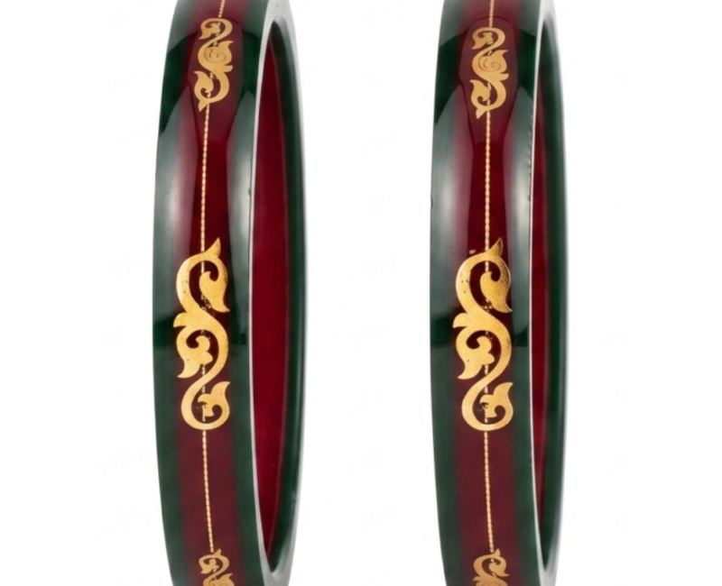 Maroon Green Combination Pola Bangle