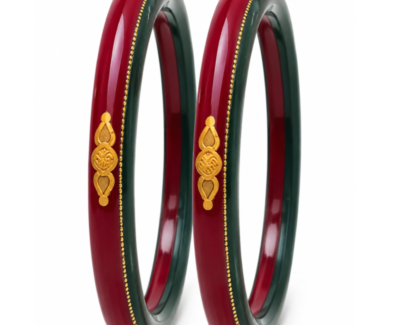 Red & Green Pola Bangles For Festive Seasons