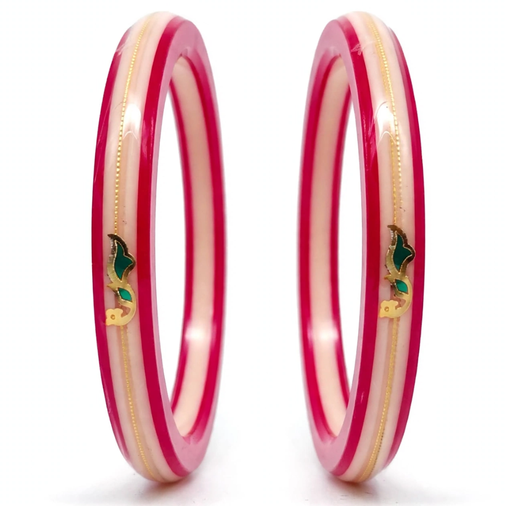 Shakha Pola Bangles with Enamel Work