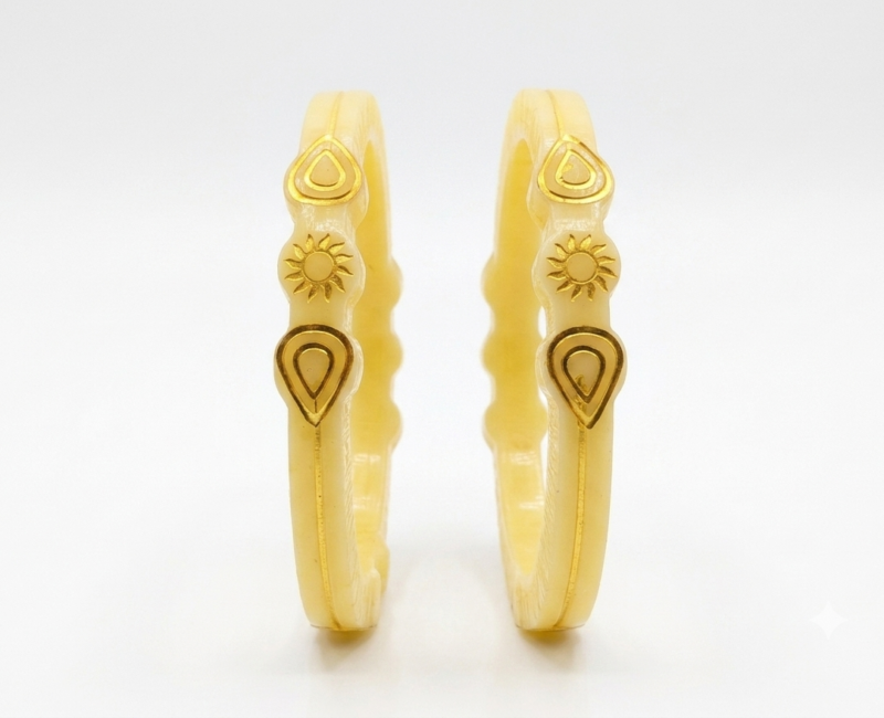 Shop Cream Shakha Bangles with Sun Motif Onine